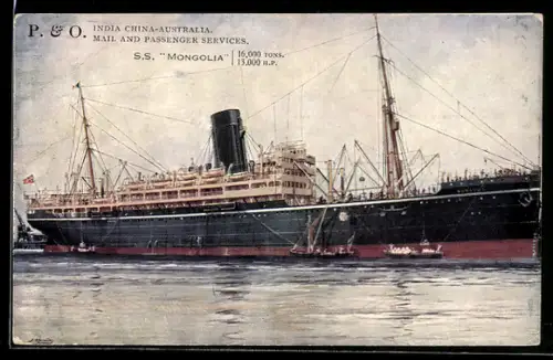 AK Passagierschiff S.S. Mongolia der P. & O. Line im Hafen