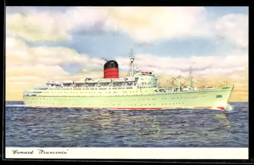 AK Passagierschiff Franconia der Cunard Line hohe Fahrt laufend
