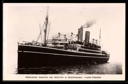 AK Passagierschiff SS Melita der Canadian Pacific, 14.000 BRT
