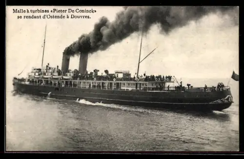 AK Passagierschiff Pieter de Coninck mit stark qualmenden Schornsteinen