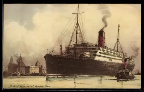 AK Passagierschiff RMS Franconia der Cunard Line auf dem Mersey vor Liverpool