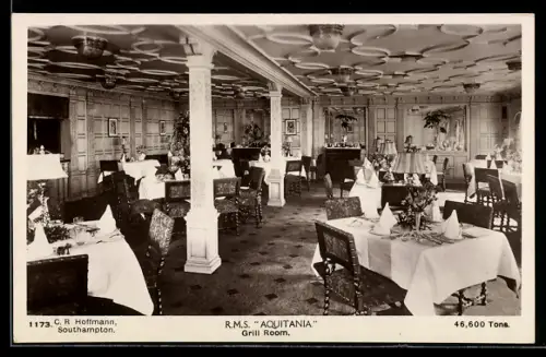 AK Passagierschiff R.M.S. Aquitania, Grill Room