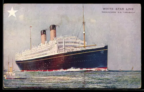 AK Twin-Screw S.S. Arabic of the White Star Line, Liverpool-Canadian Service, Passagierschiff