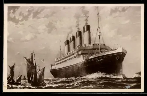 AK Passagierschiff S.S. Olympic hohe Fahrt laufend, Schwesternschiff der Titanic