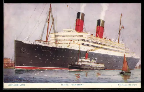AK Passagierschiff RMS Caronia der Cunard Line im Hafen