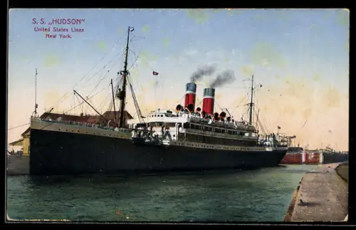 AK Passagierschiff S.S. Hudson der United States Lines im Hafen
