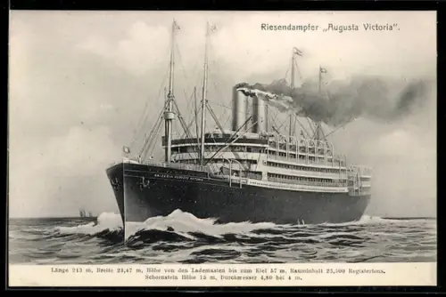 AK Riesendampfer Kaiserin Auguste Victoria, Hamburg-Amerika Linie