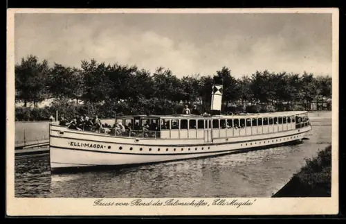 AK Salonschiff Elli-Magda der Reederei Paul David, Tegeler Strasse 2, Berlin, Binnenschiff