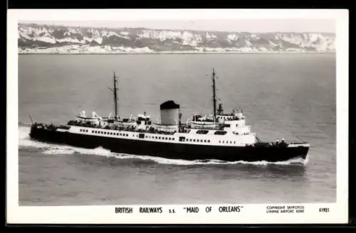 AK Passagierschiff S.S. Maid of Orleans der British Railways aus der Vogelschau