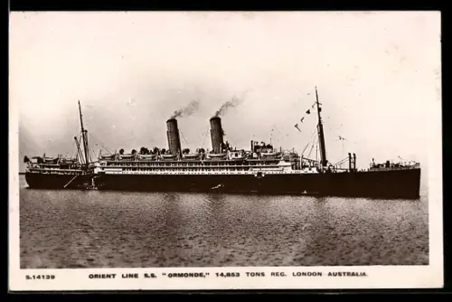 AK Passagierschiff S.S. Ormonde der Orient Line in Seitenansicht
