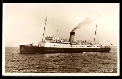 AK Passagierschiff SS Isle of Thanet der British Railways auf See