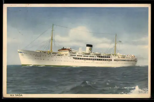 AK Passagierschiff M.S. Saga auf hoher See