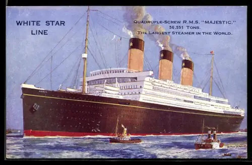 Künstler-AK Passagierschiff RMS Majestic der White Star Line in Fahrt