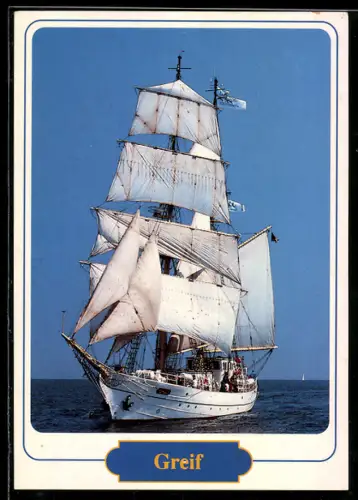 AK Brigantine Greif unter vollen Segeln in Fahrt, Segelschiff