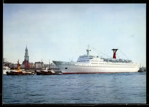 AK Hamburg, Turbinenschiff Hamburg im Hafen, Passagierschiff