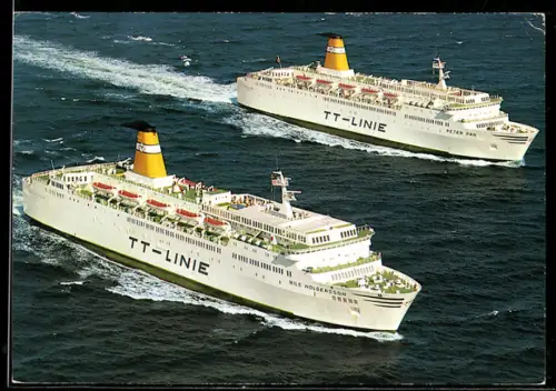 AK Passagierschiffe Nils Holgersson und Peter Pan aus der Vogelschau