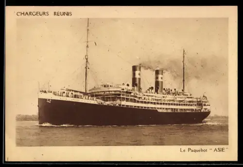 AK Passagierschiff Asie der Chargeurs Reunis in Fahrt vor der Küste