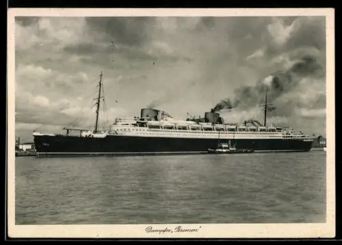 AK Dampfer Bremen vom Norddeutschen Lloyd beim Auslaufen, Passagierschiff