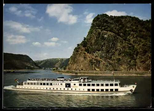 AK Passagierschiff Hessen vor der Loreley