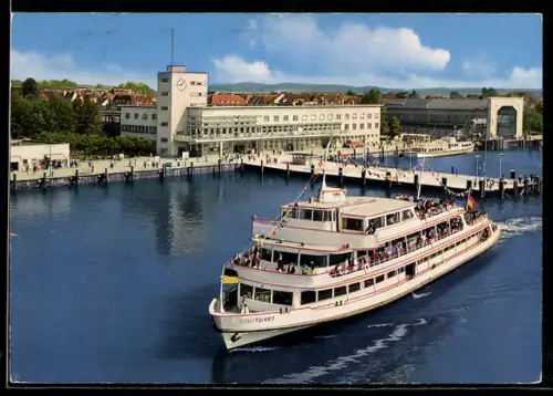 AK Friedrichshafen am Bodensee, Passagierschiff Stuttgart verlässt den Hafen