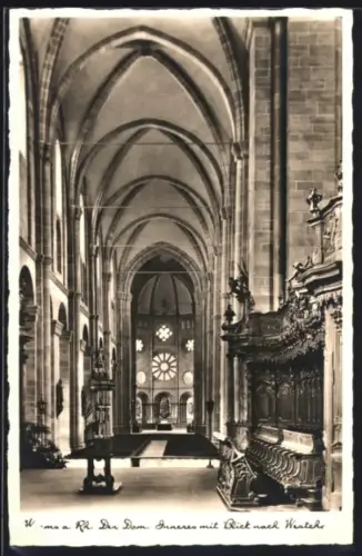 AK Worms a. Rh., Dom, Inneres mit Blick nach Westen