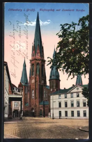 AK Oldenburg, Kasinoplatz mit Lambertikirche