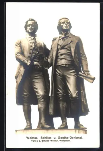 Foto-AK Schiller- und Goethe-Denkmal in Weimar