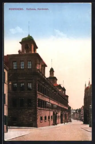 AK Nürnberg, Rathaus mit Strassenpartie, Nordwest