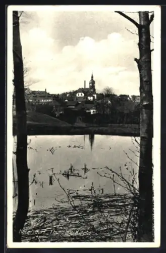 AK Hermsdorf /Thür., Teilansicht mit Kirche