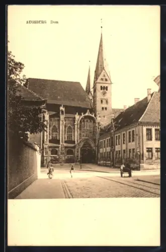 AK Augsburg, Dom mit Strassenpartie