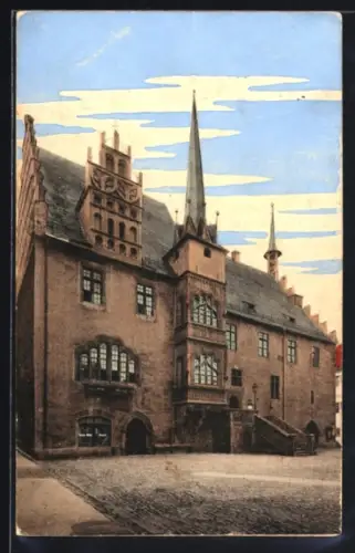 AK Neustadt a. Orla, Rathaus mit Strassenpartie