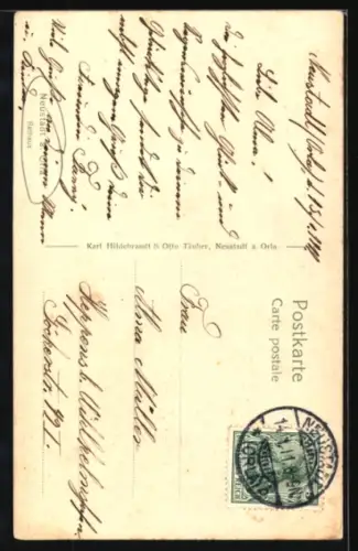 AK Neustadt a. Orla, Rathaus mit Strassenpartie