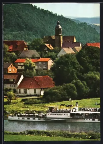 AK Lippoldsberg an der Weser, Panorama mit Dampfer Kaiser Wilhelm