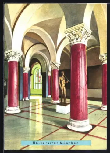 AK München, Säulenhalle in der Universität