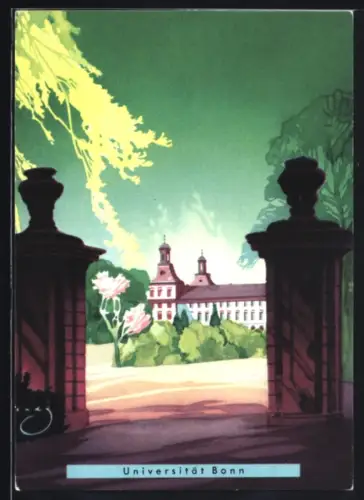 Künstler-AK Bonn, Blick auf die Universität Bonn