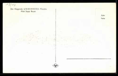 AK Hubschrauber Underberg-Flasche, Reklame