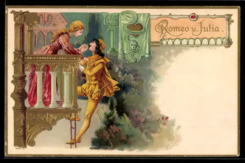 AK Dichter William Shakespeare, Balkonszene aus Romeo und Julia