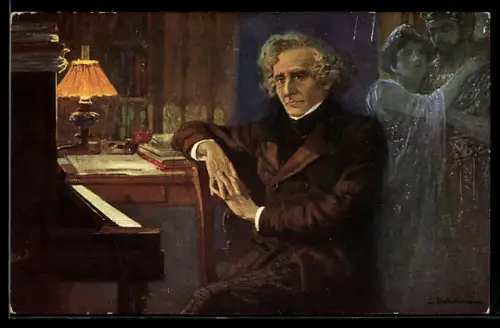 AK L.-H.Berlioz composant Les Troyens