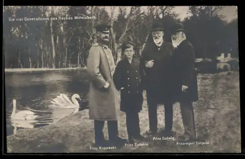 AK Die vier Generationen des Hauses Wittelsbach, Prinz Rupprecht, Prinz Luitpold, Prinz Ludwig & Prinzregent Luitpold