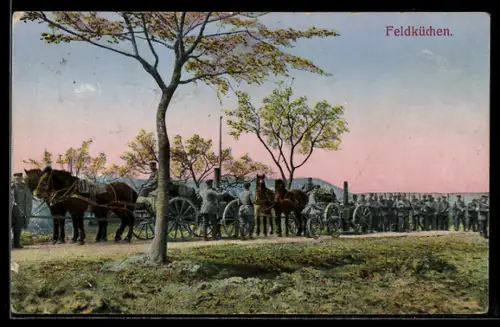 AK Feldküchen, Kolonne mit Gulaschkanonen