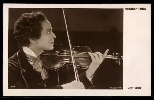 AK Walter Rilla, Profilportrait mit Violine