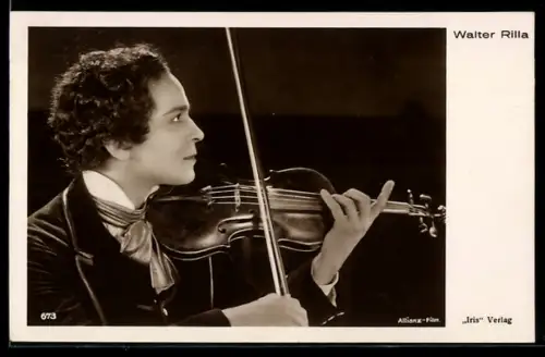 AK Walter Rilla, Profilportrait mit Violine