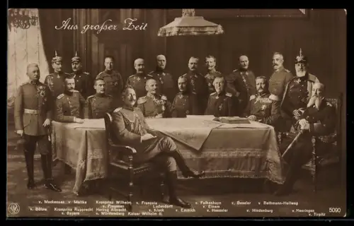 AK Heerführer mit Kaiser Wilhelm II. am Tisch, v. Mackensen, von Moltke