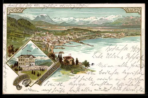 Lithographie Bregenz, Pfänder und Panorama