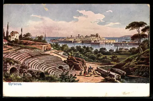 Künstler-AK Friedrich Perlberg: Syracus, Gesamtansicht