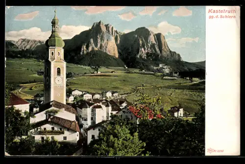 AK Kastelruth, Kirchpartie gg. den Schlern