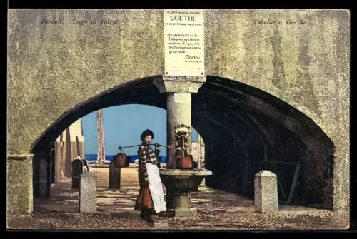 AK Torbole /Lago di Garda, Tabella a Goethe