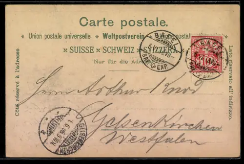 Lithographie Basel, Spalen-Thor, Münster, Rheinsprung