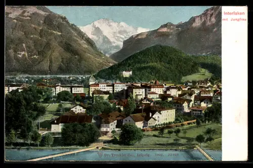 AK Interlaken, Ortsansicht mit Jungfrau