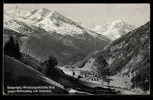 AK Badgastein, Windischgrätzhöhe, Blick gegen Rathausberg und Schareck